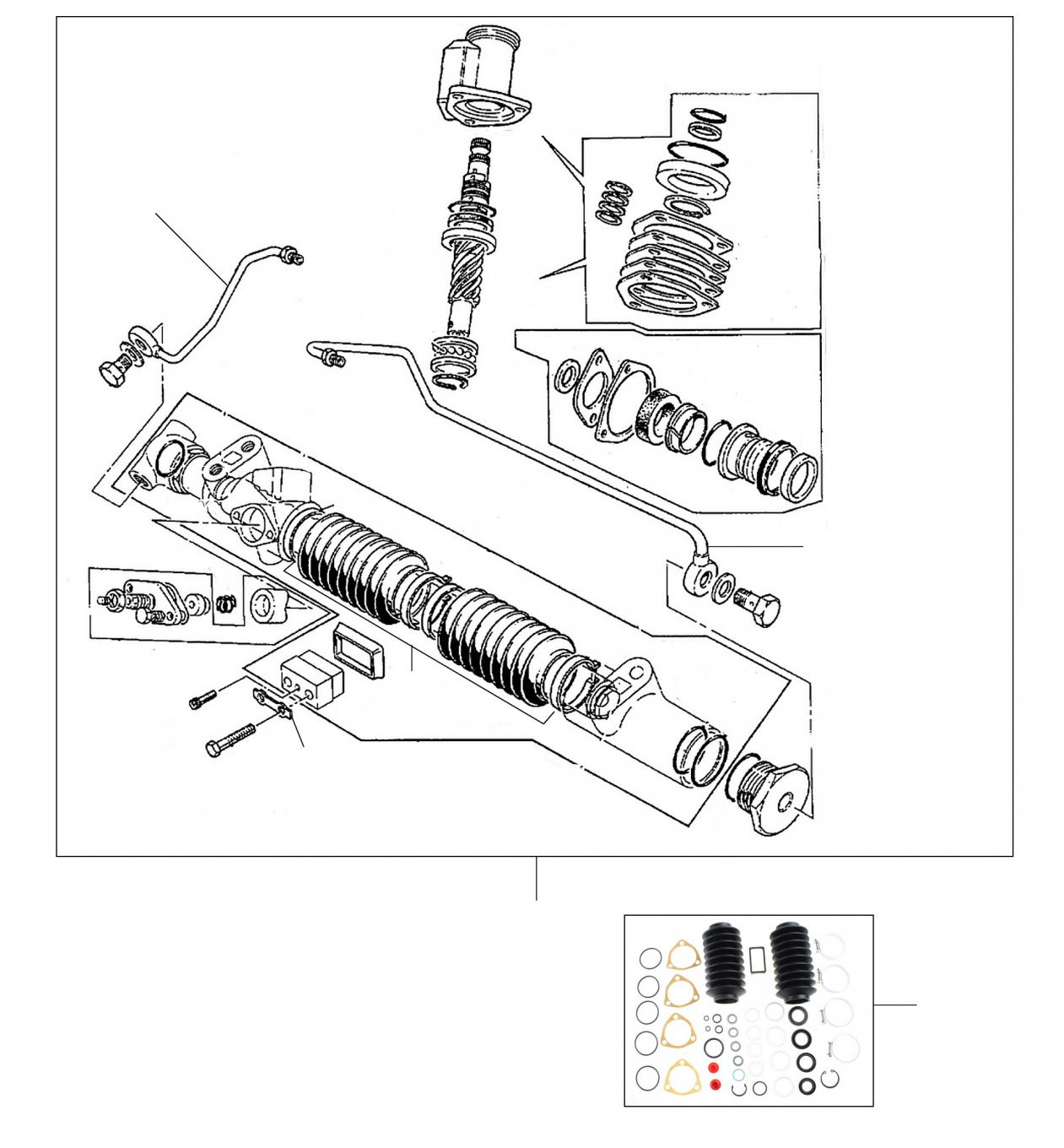 43036 Steering rack 24997 onwards (Oval Mounting Feet) - VIN 24997 onwards (Oval Mounting Feet)
