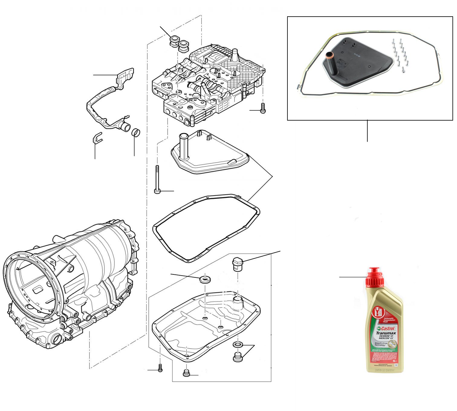 60702 Gearbox filter kit (12 bolt fixing sump) 09E325429-KT13-BR - 2008 -2011 (13 bolt fixing oil sump)