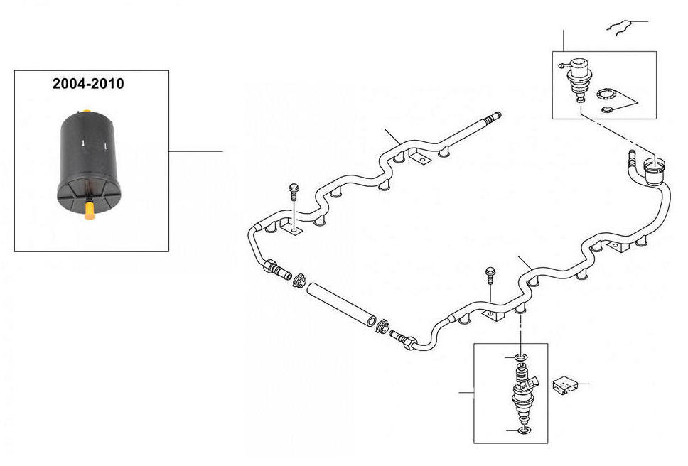 60601 Fuel rail & injectors 07C133316T+WHT005422B - 2004-2011