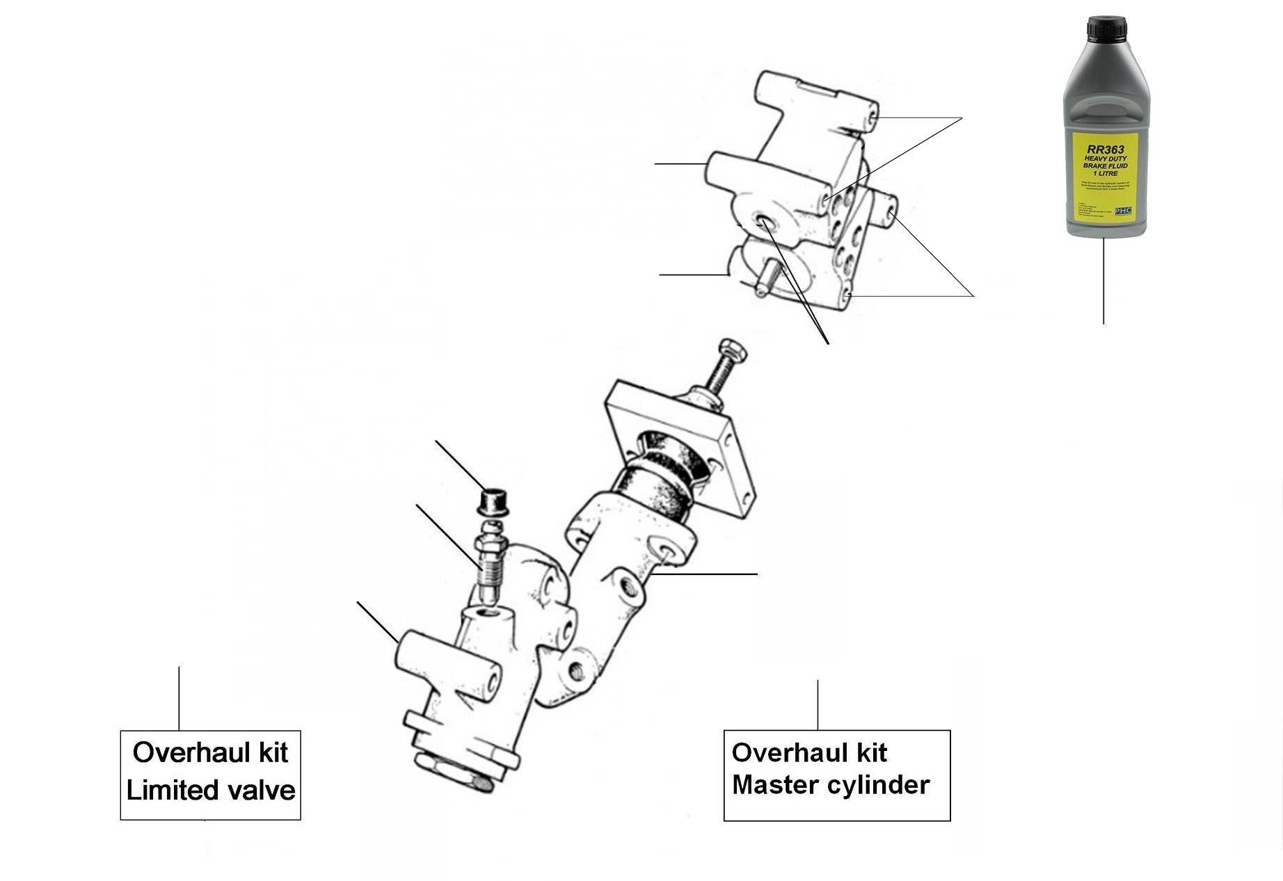 30470 Mastercylinders Distribution valves - VIN 01001 till 27000