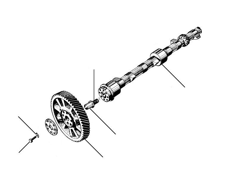 Camshaft en valves 1945 4.25 - Camshaft