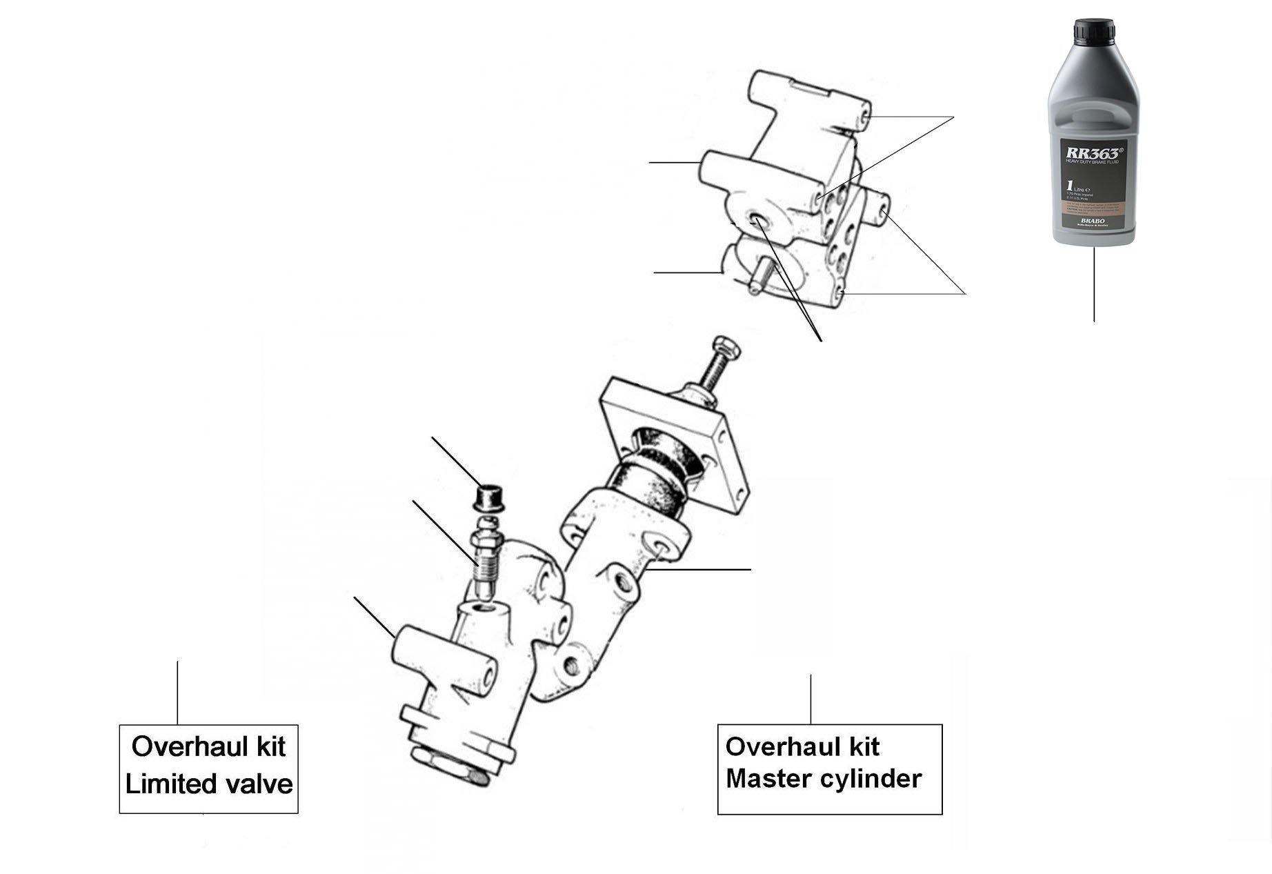 30470 Mastercylinders Distribution valves - VIN 01001 till 27000