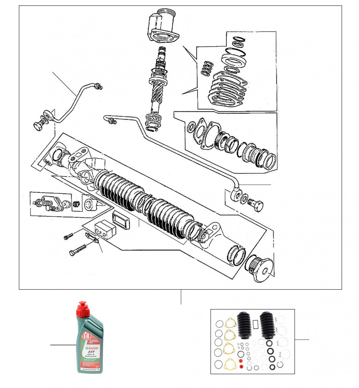 43036 Steering rack 24997 onwards (Oval Mounting Feet) - VIN 24997 onwards (Oval Mounting Feet)